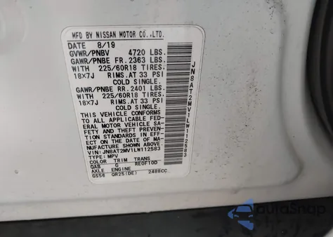 2020 Nissan Rogue Sv Intelligent Awd z USA, uszkodzony, nr VIN JN8AT2MV1LW112583